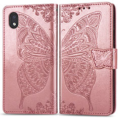 Leather Case Stands Butterfly Flip Cover Holder for Samsung Galaxy A01 Core Pink