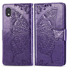 Leather Case Stands Butterfly Flip Cover Holder for Samsung Galaxy A01 Core Purple