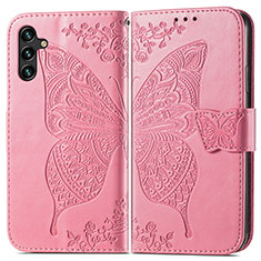 Leather Case Stands Butterfly Flip Cover Holder for Samsung Galaxy A04s Hot Pink