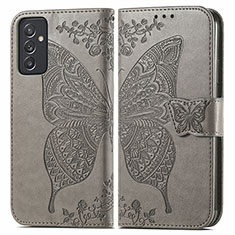 Leather Case Stands Butterfly Flip Cover Holder for Samsung Galaxy A05s Gray