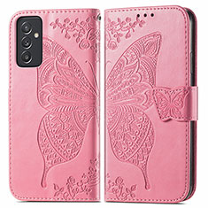 Leather Case Stands Butterfly Flip Cover Holder for Samsung Galaxy A05s Hot Pink