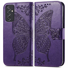 Leather Case Stands Butterfly Flip Cover Holder for Samsung Galaxy A05s Purple