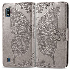 Leather Case Stands Butterfly Flip Cover Holder for Samsung Galaxy A10 Gray