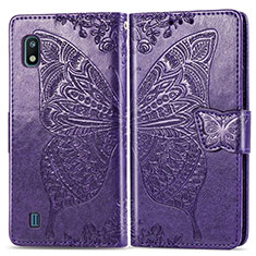 Leather Case Stands Butterfly Flip Cover Holder for Samsung Galaxy A10 Purple