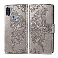 Leather Case Stands Butterfly Flip Cover Holder for Samsung Galaxy A11 Gray
