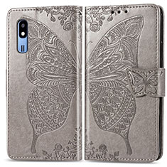 Leather Case Stands Butterfly Flip Cover Holder for Samsung Galaxy A2 Core A260F A260G Gray