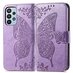 Leather Case Stands Butterfly Flip Cover Holder for Samsung Galaxy A23 5G Clove Purple