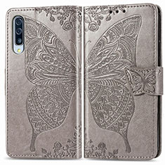 Leather Case Stands Butterfly Flip Cover Holder for Samsung Galaxy A30S Gray