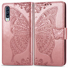 Leather Case Stands Butterfly Flip Cover Holder for Samsung Galaxy A30S Pink