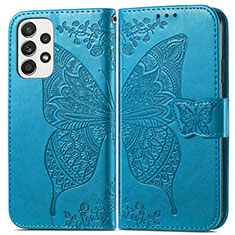 Leather Case Stands Butterfly Flip Cover Holder for Samsung Galaxy A33 5G Blue