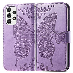 Leather Case Stands Butterfly Flip Cover Holder for Samsung Galaxy A33 5G Clove Purple
