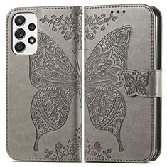 Leather Case Stands Butterfly Flip Cover Holder for Samsung Galaxy A33 5G Gray