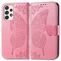 Leather Case Stands Butterfly Flip Cover Holder for Samsung Galaxy A33 5G Hot Pink