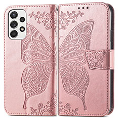Leather Case Stands Butterfly Flip Cover Holder for Samsung Galaxy A33 5G Pink