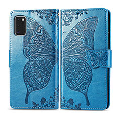 Leather Case Stands Butterfly Flip Cover Holder for Samsung Galaxy A41 Blue