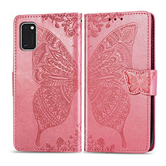 Leather Case Stands Butterfly Flip Cover Holder for Samsung Galaxy A41 Hot Pink