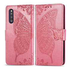 Leather Case Stands Butterfly Flip Cover Holder for Samsung Galaxy A41 SC-41A Hot Pink