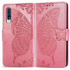 Leather Case Stands Butterfly Flip Cover Holder for Samsung Galaxy A50 Hot Pink