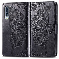 Leather Case Stands Butterfly Flip Cover Holder for Samsung Galaxy A50S Black