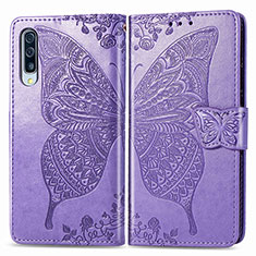 Leather Case Stands Butterfly Flip Cover Holder for Samsung Galaxy A50S Clove Purple