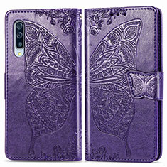 Leather Case Stands Butterfly Flip Cover Holder for Samsung Galaxy A50S Purple