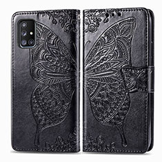 Leather Case Stands Butterfly Flip Cover Holder for Samsung Galaxy A51 4G Black