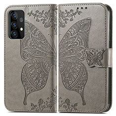 Leather Case Stands Butterfly Flip Cover Holder for Samsung Galaxy A52 4G Gray