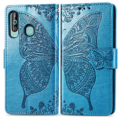 Leather Case Stands Butterfly Flip Cover Holder for Samsung Galaxy A60 Blue