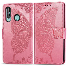 Leather Case Stands Butterfly Flip Cover Holder for Samsung Galaxy A60 Hot Pink