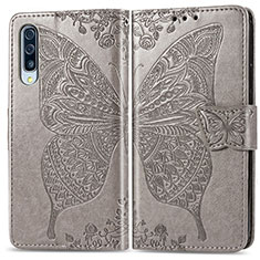Leather Case Stands Butterfly Flip Cover Holder for Samsung Galaxy A70S Gray