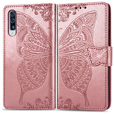 Leather Case Stands Butterfly Flip Cover Holder for Samsung Galaxy A70S Pink