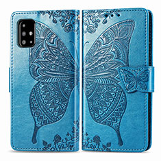Leather Case Stands Butterfly Flip Cover Holder for Samsung Galaxy A71 5G Blue