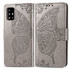 Leather Case Stands Butterfly Flip Cover Holder for Samsung Galaxy A71 5G Gray
