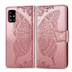 Leather Case Stands Butterfly Flip Cover Holder for Samsung Galaxy A71 5G Pink