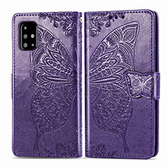 Leather Case Stands Butterfly Flip Cover Holder for Samsung Galaxy A71 5G Purple