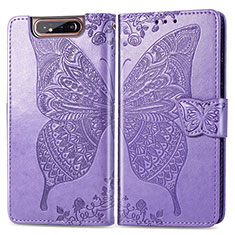 Leather Case Stands Butterfly Flip Cover Holder for Samsung Galaxy A80 Clove Purple