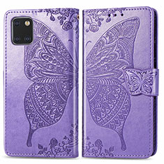 Leather Case Stands Butterfly Flip Cover Holder for Samsung Galaxy A81 Clove Purple