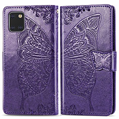Leather Case Stands Butterfly Flip Cover Holder for Samsung Galaxy A81 Purple