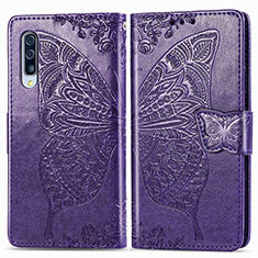 Leather Case Stands Butterfly Flip Cover Holder for Samsung Galaxy A90 5G Purple