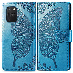 Leather Case Stands Butterfly Flip Cover Holder for Samsung Galaxy A91 Blue