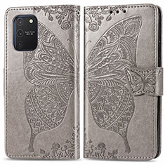 Leather Case Stands Butterfly Flip Cover Holder for Samsung Galaxy A91 Gray
