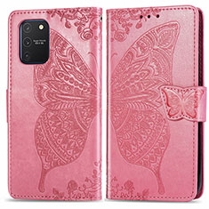 Leather Case Stands Butterfly Flip Cover Holder for Samsung Galaxy A91 Hot Pink