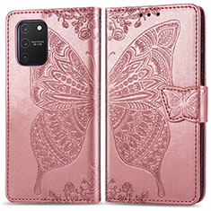 Leather Case Stands Butterfly Flip Cover Holder for Samsung Galaxy A91 Pink