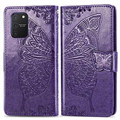 Leather Case Stands Butterfly Flip Cover Holder for Samsung Galaxy A91 Purple