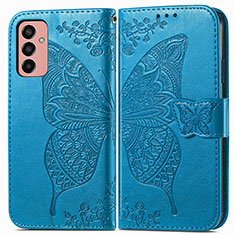Leather Case Stands Butterfly Flip Cover Holder for Samsung Galaxy F13 4G Blue
