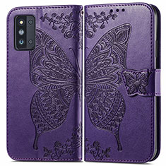 Leather Case Stands Butterfly Flip Cover Holder for Samsung Galaxy F52 5G Purple