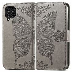 Leather Case Stands Butterfly Flip Cover Holder for Samsung Galaxy F62 5G Gray