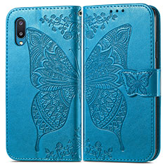 Leather Case Stands Butterfly Flip Cover Holder for Samsung Galaxy M02 Blue
