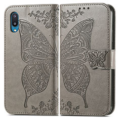 Leather Case Stands Butterfly Flip Cover Holder for Samsung Galaxy M02 Gray