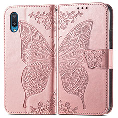 Leather Case Stands Butterfly Flip Cover Holder for Samsung Galaxy M02 Pink